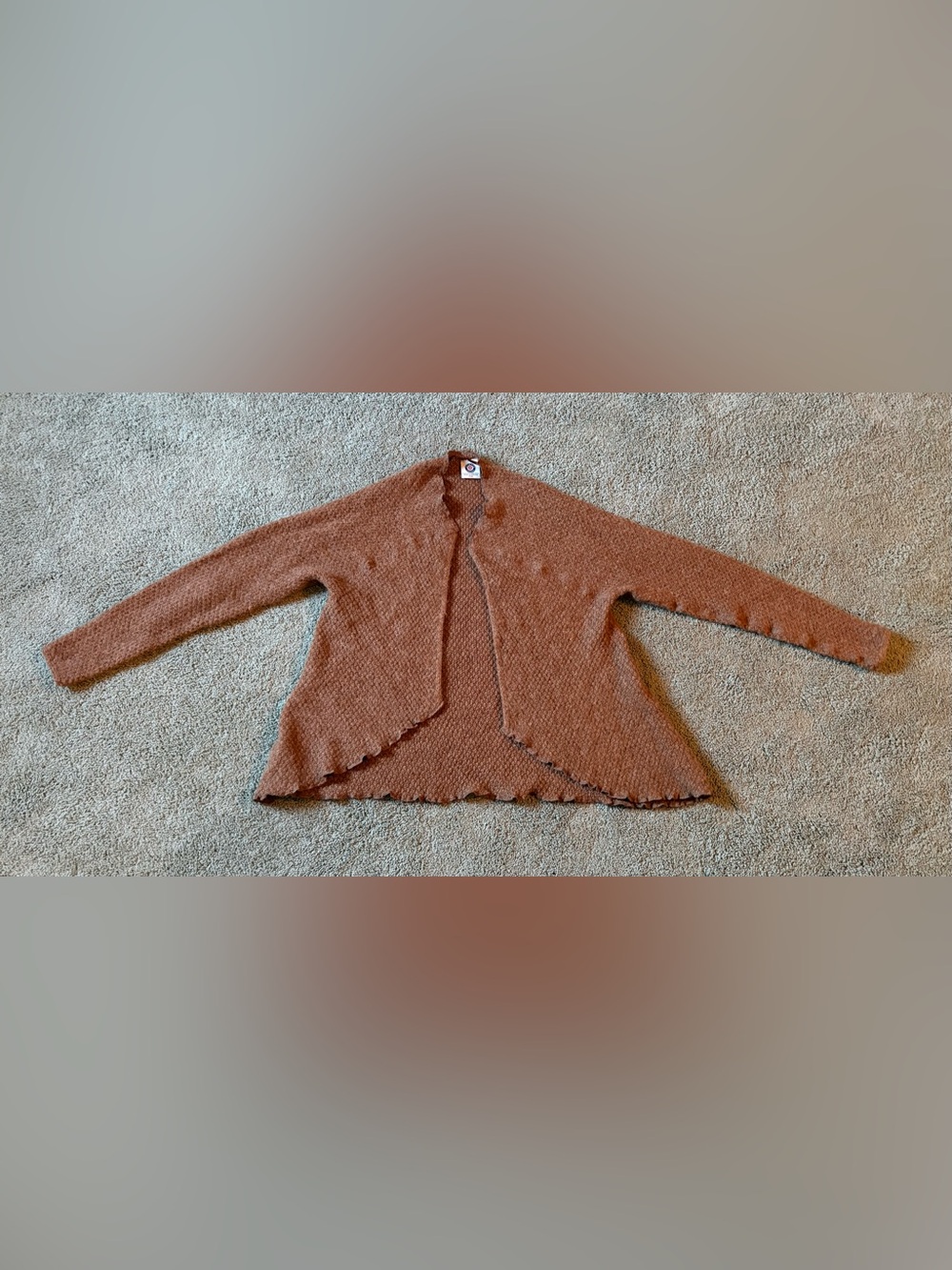 Icewear Pure Icelandic Wool Open Front Cardigan Womens L Scallop/Ruffle Hem